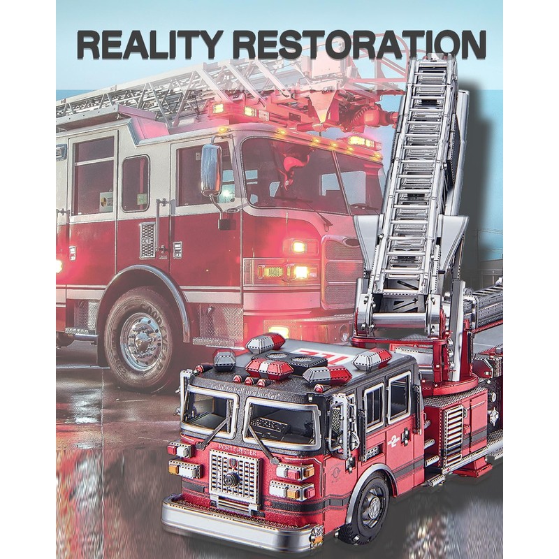Piececool 3D Puzzles for Adults, Ladder Truck Metal Model Building