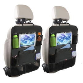 Car Backseat Organizer, Protect Child Seats with Tablet Holder and Multiple Storage Pockets, Durable Waterproof Car Seatback Protector Cover for Kids, Black