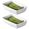Rectangular Roasting Dish 17.5x5.5x11.5cm White Ribbed Ceramic 18cm Oven Baking
