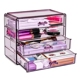 Sorbus Makeup Organizer - 4 Drawer Acrylic Make Up Organizers and Storage for Cosmetics, Jewelry, Beauty Supplies, Clear Makeup Organizer for Vanity, Girl's Room, College Dorm, Counter, Bathroom Sink
