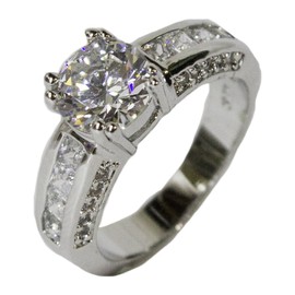 RS Covenant Women's Rhodium Plated Dress Ring Engagement Style Round Cut CZ 037 (8)