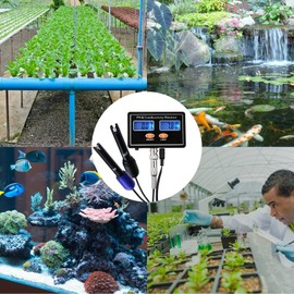 pH EC Temperature Meter Waterproof Water Quality Tester Monitor Acidometer Drink Water Quality Multi-Parameter, hydroponics, pools, spa (Monitor Type EC PH meter)