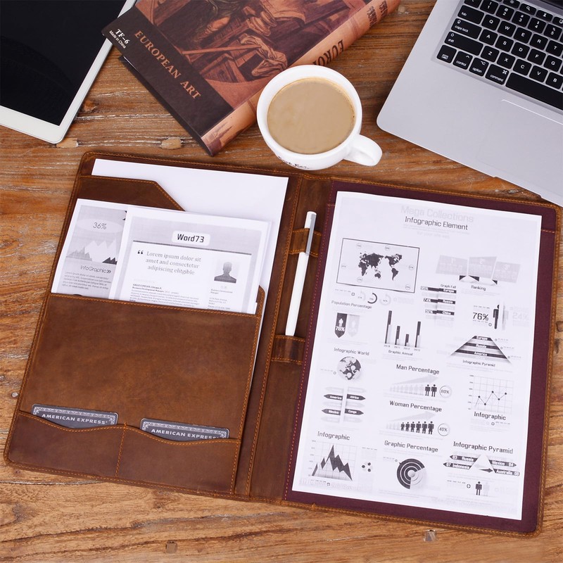 Jack&Chris Leather Portfolio, A4 Document Folder Legal Pad Padfolio, Professional