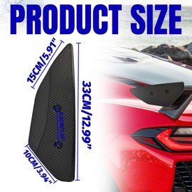 BILLFARO 2Pcs Rear Wing Spoiler Side Winglets,Carbon Fiber Pattern Rear Trunk Lid Wing Spoiler Add-On Wicker Extension Replacement for Corvette C8 Stingray Z51 2020+