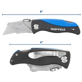 Sheffield 12119 Utility Knife, Stocking Stuffers, Gifts for Men, Dad Gifts, Quick Change Utility Knife Blades, Lock Back Release, Lightweight ABS Handle, Box Cutter with 6 Blades
