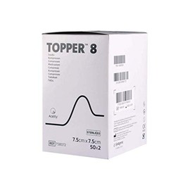 Topper 8 Sterile Swabs, 7.5cm x 7.5cm, 50 Pouches, 2 Swabs Per Pouch