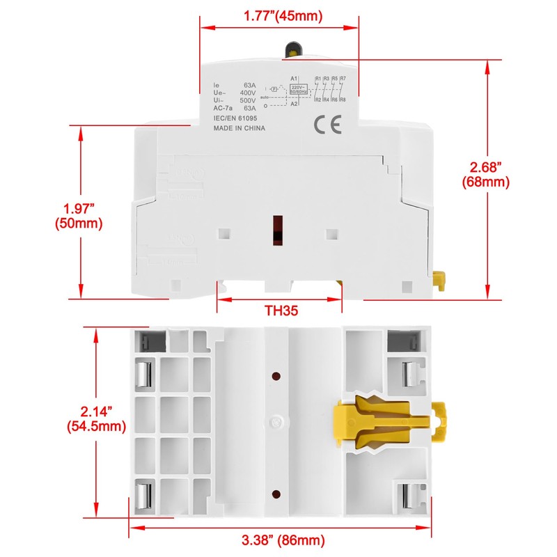 Heschen Modular Household AC Contactor, HSR1-63M/04, 63A, 4 Pole, 4NC,