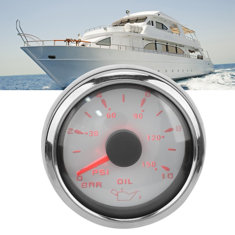 Oil Pressure Gauge Pointer 52mm/2.0in 10‑184Ω Colourful Backlight Adjustable Universal
