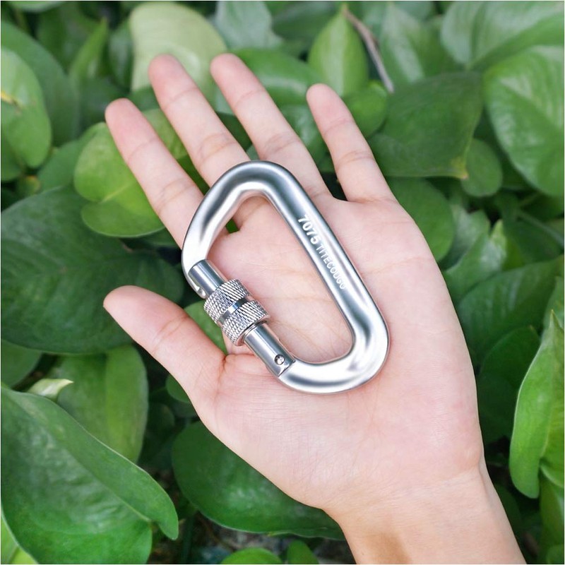 TITECOUGO Screw-Lock Carabiner, Load Capacity 2,697.7 lbf, Aluminum Alloy, D-Ring,