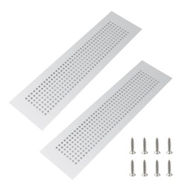 UTALIND 2Pcs Rectangle Ventilation Cover for Cabinet Aluminum Alloy Mesh Air Vent Silver Ventilation Cover, 11.8x3.1 Inch