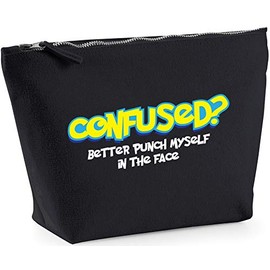 Hippowarehouse Confused Better punch myself in the face printed make up cosmetic wash bag 18x19x9cm