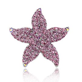 Decorative Hair Clip Starfish Rhinestone Crystal Hair Barrette, 1pc, Pink