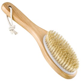 Dry Brushing Body Brush, 100% Natural Boar Bristle Beauty Body Dry Brush Brushing, with Contoured Wooden, Ergonomic Handle, Easy to Clean for Back Legs Feet Exfoliates Dead Skin