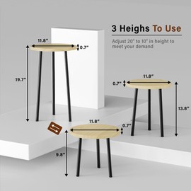 SAKSUN Plant Stand Indoor, Metal Small Round Plant Stand Table, Mid Century Modern Corner Plant Stands Shelfs Holds fit Patio Garden Office Living Room Home Decor-14 & 20" Tall-Adjustable (Burlywood)