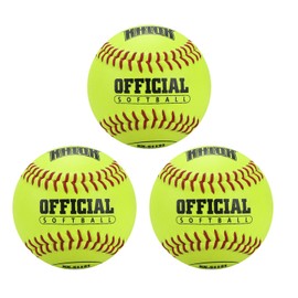 K KHLOK Slow-Pitch Split Leather Softballs Professional Quality Practice Competitions-3 Packs (3, 11)