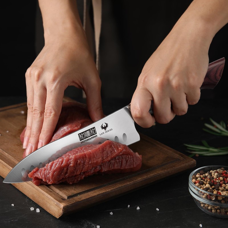 HOSHANHO Santoku Knife 7 Inch, Professional High Carbon Stainless Steel