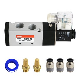 RIH Pneumatics Solenoid Valve 4V310-10 12V/24V/110V Series Single Coil Pilot-Operated Electric 2 Position 5 Way Connection Type (DC24V/Junction Box, 3/8"NPT)