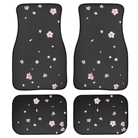TVMDIZEE Cherry Blossom Car Floor Mats 4Pcs Nice Blossom Flower Falling Petals Japanese Pink Floral Print Floor Mats for Cars Custom Front Rear Vehicle Rugs Universal Auto Accessories for Trucks