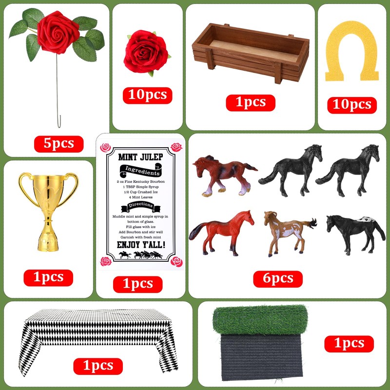 Riceshoot 36 Pcs Derby Party Table Decorations Set Horse Racing