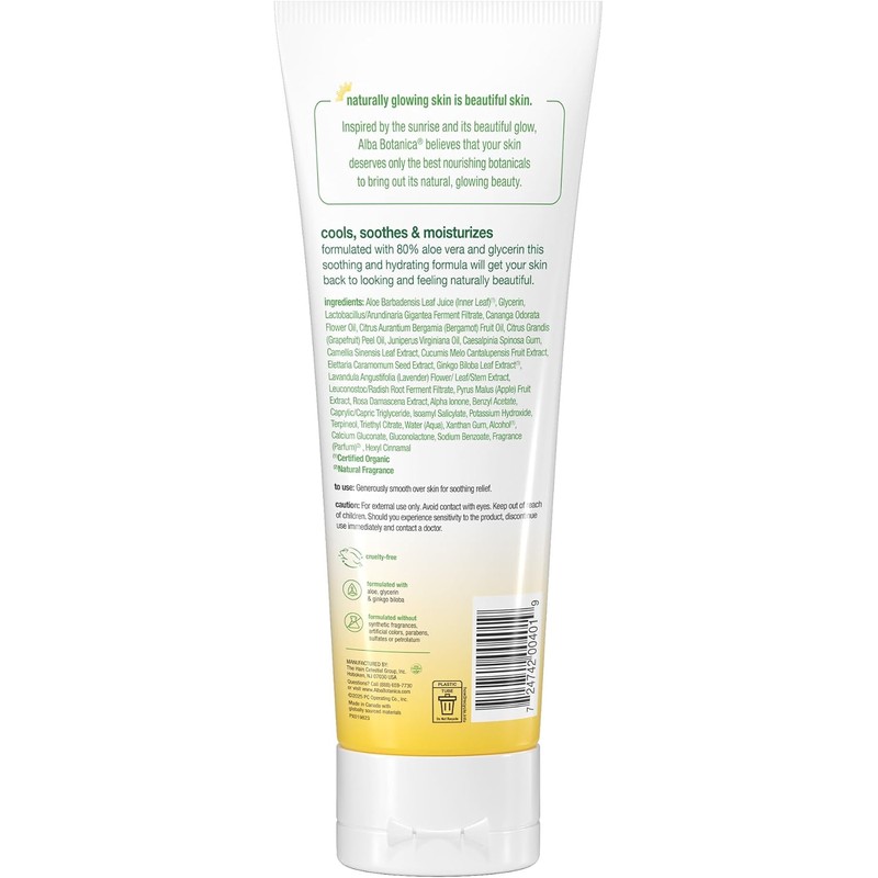 Alba Botanica - Gel Humectante Con Aloe Vera 227g