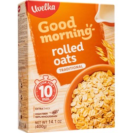 Uvelka, 100% Whole Grain Traditional Rolled Oats - Extra Thick & High Fiber, 400g/14.1oz, 10-Minute Cook Natural & Healthy Breakfast Oats