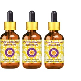 Deve Herbes Pure Guaiacwood Essential Oil (Bulnesia sarmientoi) with Glass Dropper Steam Distilled (Pack of Three) 100ml X 3 (10 oz)