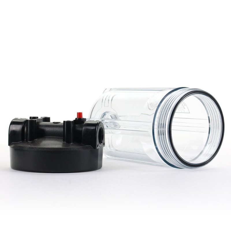 Hydronix HF45-10CLBK10PR Water Filter Housing 10" - 1" Ports, Clear