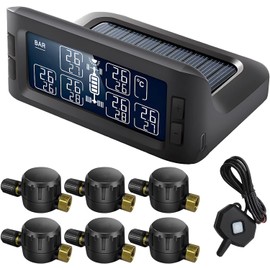 OBEST Tire Pressure Monitor, TPMS (Newly Released, Compatible with Inflator & Repeater), 6 External Sensors, Air Pressure Sensor, Tire Pressure Monitor, Solar Power/USB Dual Charging Methods, Pressure