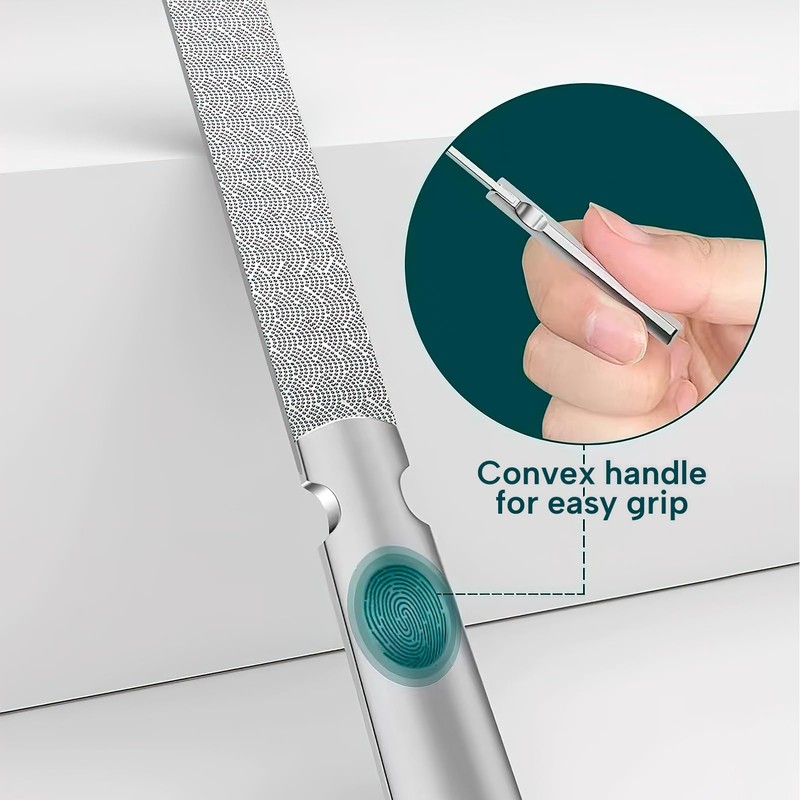 2pcs Double-Sided Stainless Steel Nail File, Washable Metal Nail File