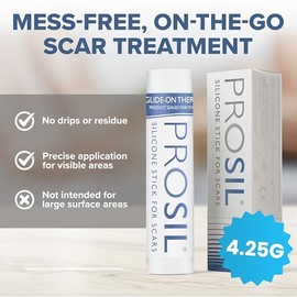 BIODERMIS - Barra de silicona ProSil para cicatrices queloides e hipertóficas que se deslizan en un aplicador potente y fácil de usar, 4,25 gramos. (C