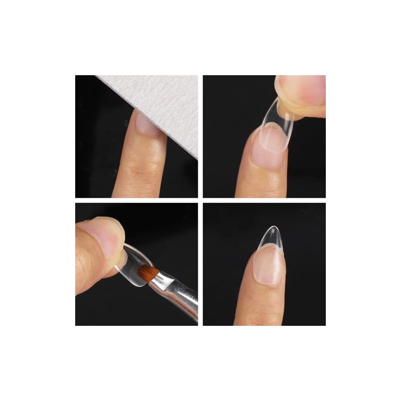 BTYMS 550 puntas de uñas postizas almendradas, uñas postizas transparentes