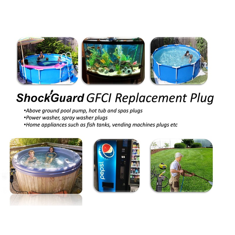 ShockGuard GFCI Replacement Inline User Attachable 3-Prongs for Pressure Washer,