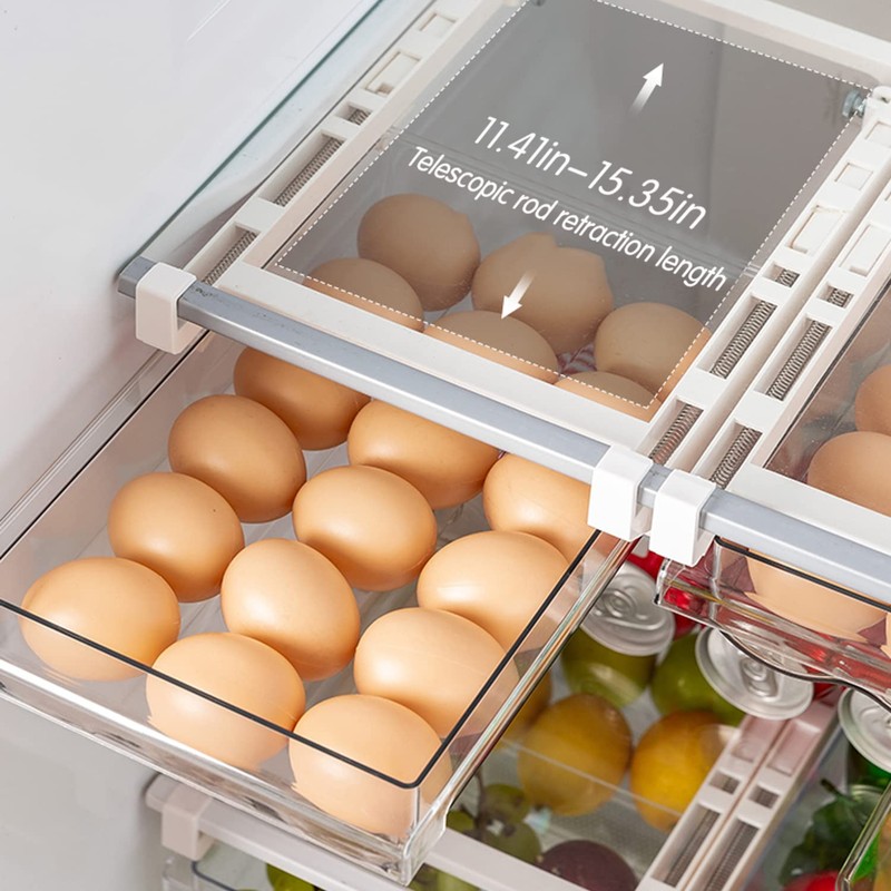 Drawers, Egg Holder, Extendable Fridge Drawer, Space for 18 Eggs,