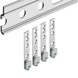 Gedotec Adjustable cupboard hanger, 200 kg, cabinet hanger, kitchen visible top cabinet, end stop: Left, nickel-plated metal, 1 piece - screw-in hanger.