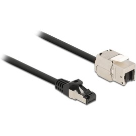 Delock Cable RJ45 Male to Keystone Module RJ45 Female Cat.6A 25 cm Black