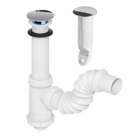 Fleximatic 2218B Céspol flexible para lavabo u ovalín con membrana check anti-olores y bote chico