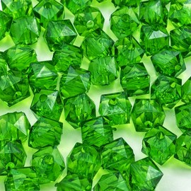 100pcs 12mm Acrylic Cube Beads Square Faceted Acrylic Beads with Hole Plastic Spacer Beads for Bracelets Necklace Earring Making Supplies(Green)
