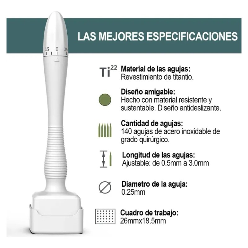 Dermarroller Ajustable 0.5 - 3.0 Mm Regenera Piel Todo En