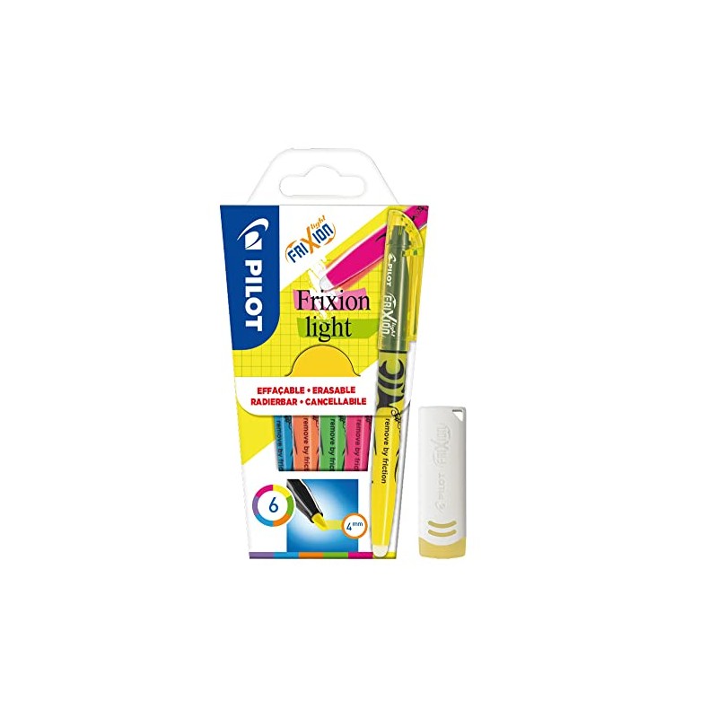 Pilot 4136S6 Highlighter, FriXion Light, 6 Pieces, with Eraser