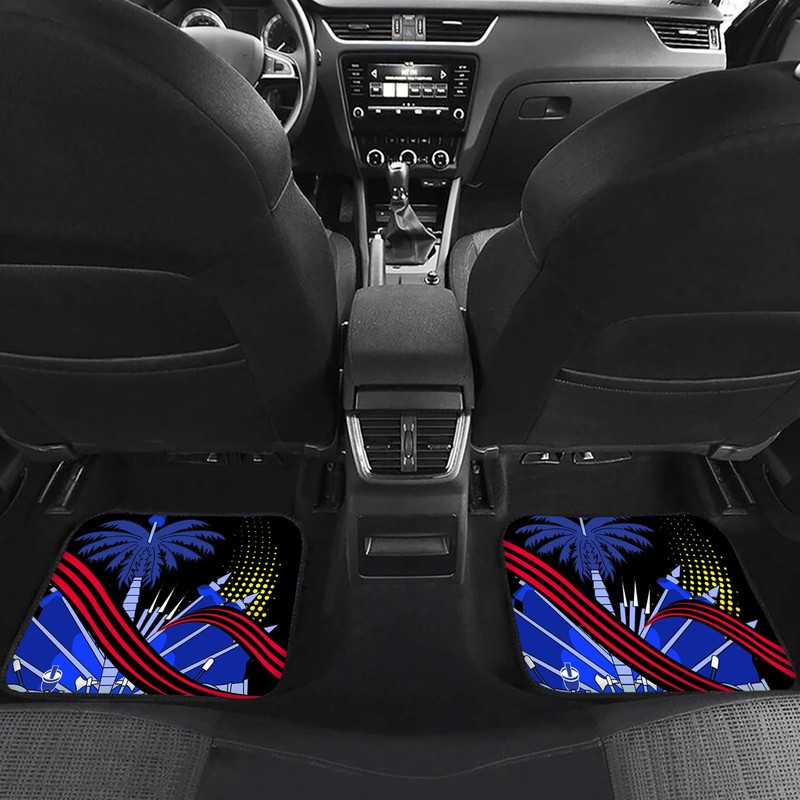 Auto Floor Mat Set of 4, Haitian Flag Pattern Car
