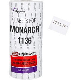 Perco Sell by Labels for Monarch 1136 Price Gun - 8 Rolls, 14,000 Marking Labels
