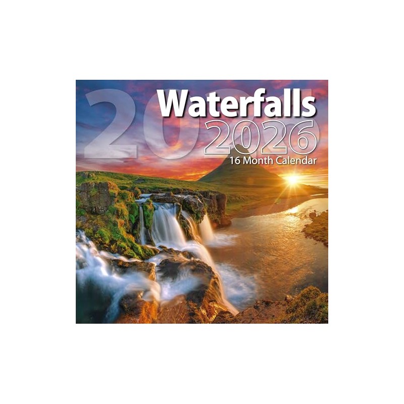 2026 Waterfalls Full Size Wall Calendar for Planning, Scheduling, and