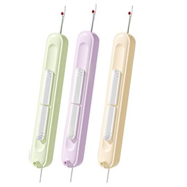 3Pcs 2 in 1 Needle Threader Seam Ripper Tool, Thread Remover Tool for Hand Sewing, Cross Stitch, Embroidery and Thread Removal (3 Colours)
