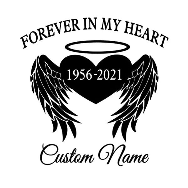 Forever In My Heart Angel Wings Heart Personalized Memorial RIP