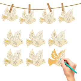 FERCAISH Wooden Discs Dove Shapes Natural Peace Dove Wood Decoration Scatter Decoration for Crafts DIY Crafts Painting Colouring 32 x 35 mm (Pack of 10)