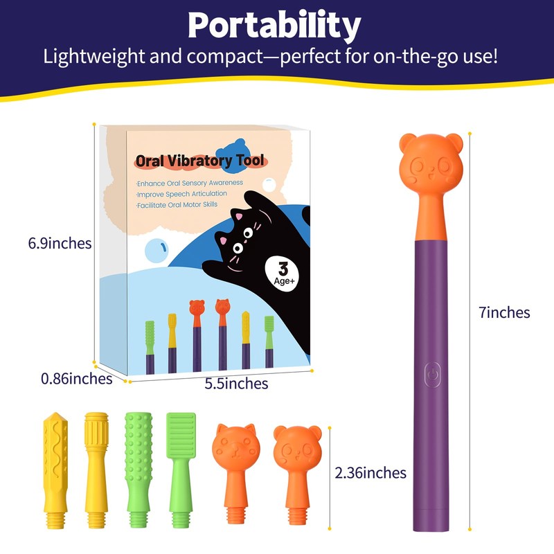 Oral Sensory Stimulation Kit with 6 Soft Textured Heads for