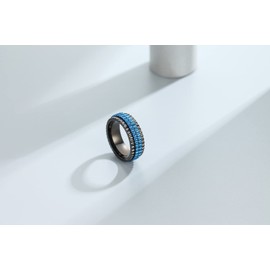 Adreamz - Anillo giratorio de acero inoxidable de 8 mm para hombres y mujeres, cepillado, para aliviar la ansiedad, para hombres, cadena para aliviar la ansiedad, llave griega, runas vikingas, patrón de engranajes, anillo giratorio central, ajuste cómodo