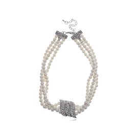 Alilang Elegant Multi-Strand Twisted Faux Pearl Clear Crystals Rhinestones Wedding Party Necklace