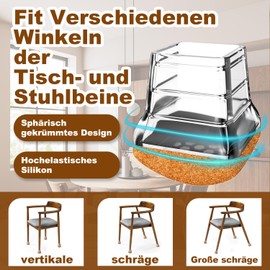 JCrunaway Chair Leg Caps, Chair Leg Protectors, Square, Pack of 24, Spherical Protective Caps for Slanted / Vertical Chair Legs, Diameter of 25-30 mm, Wear-resistant Felt Gliders for Chairs/Table