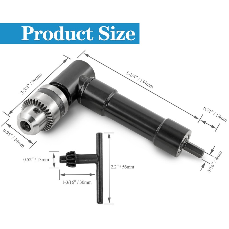 Jamiikury Cordless Right Angle Drill Adapter, 90 Degree Adapter Drill